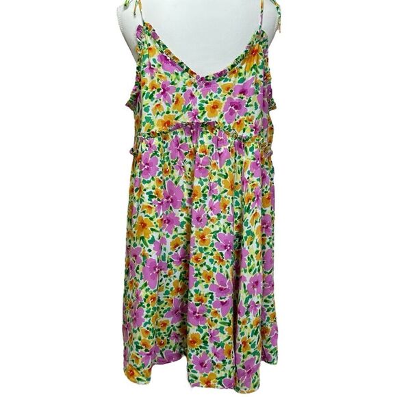 Patrons of Peace Malibu Floral Flowy Short Dress in IV Lime Flower Size XL - Picture 4 of 8